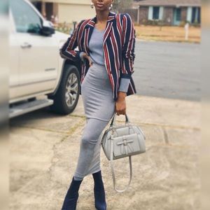 SMALL Navy and Red Striped Blazer